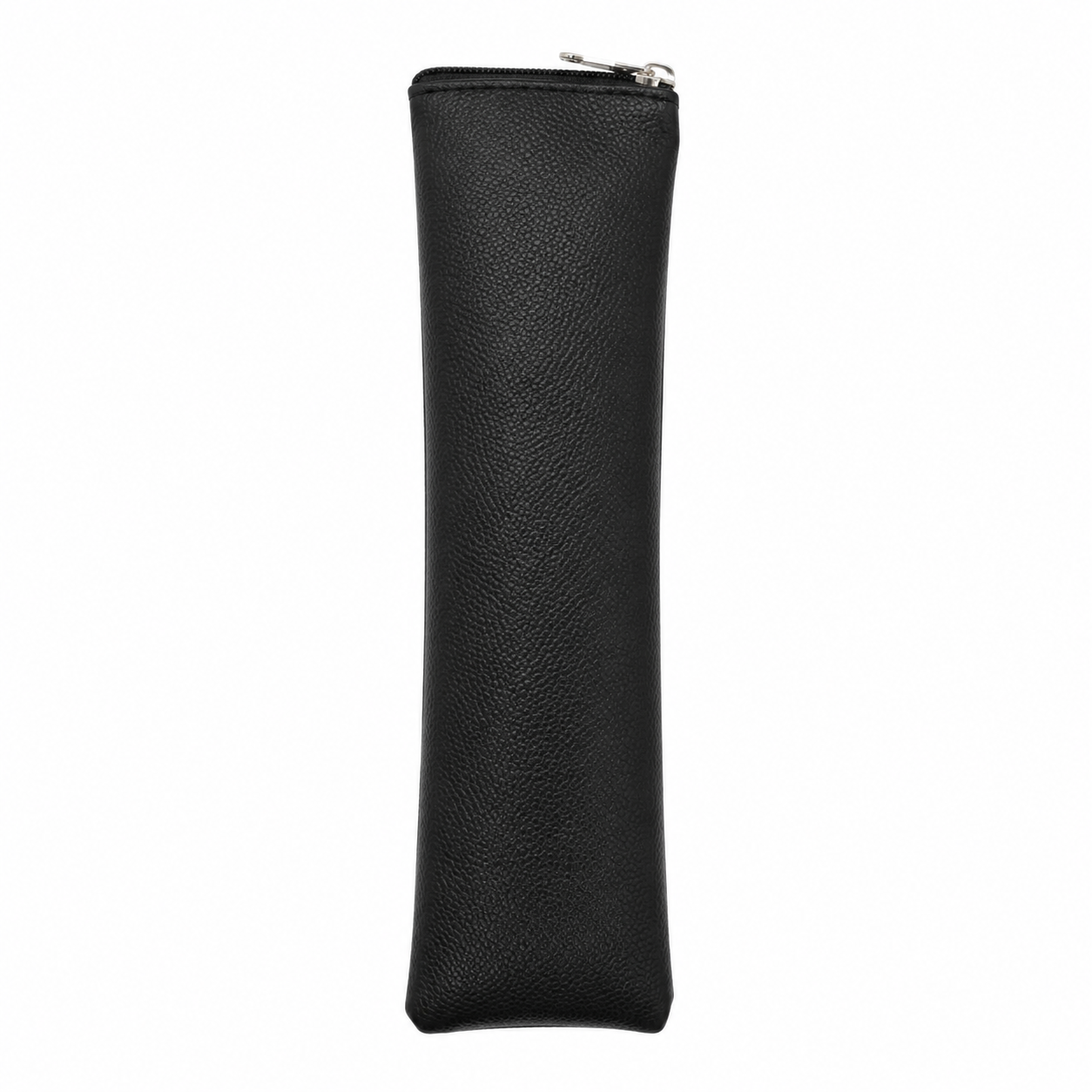 Black Zipper Pencil Case – Slim PU Leather Stationery Pouch