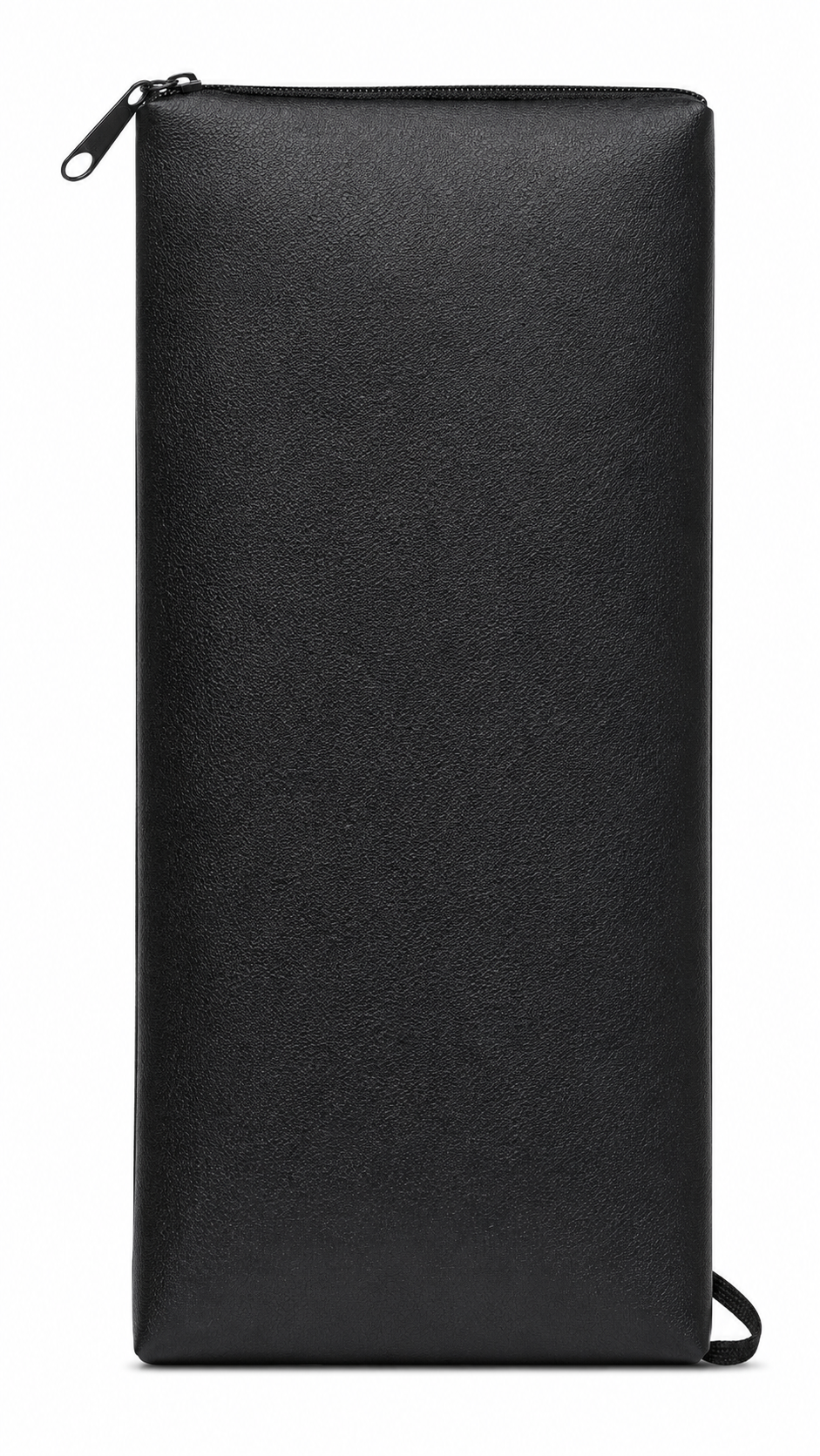 Black Zipper Pencil Case – Slim PU Leather Stationery Pouch