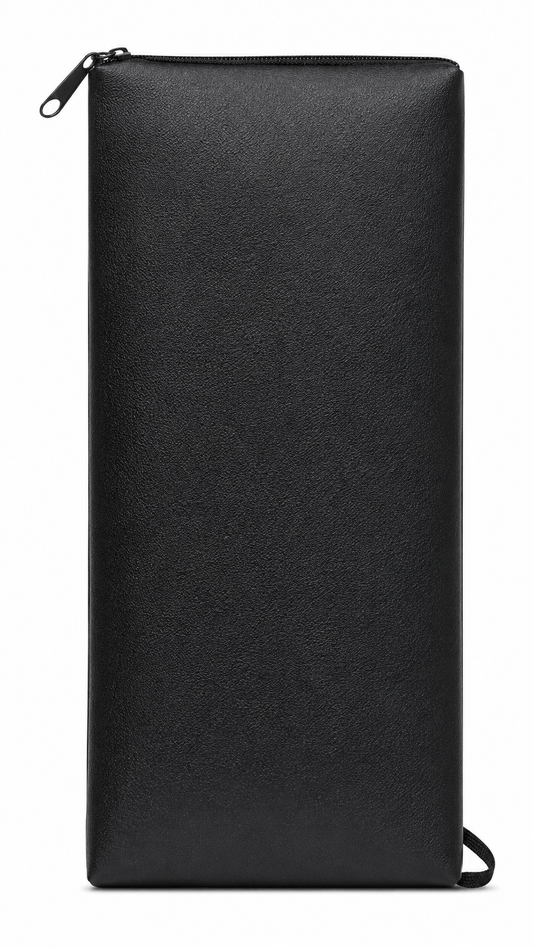 Black Zipper Pencil Case – Slim PU Leather Stationery Pouch