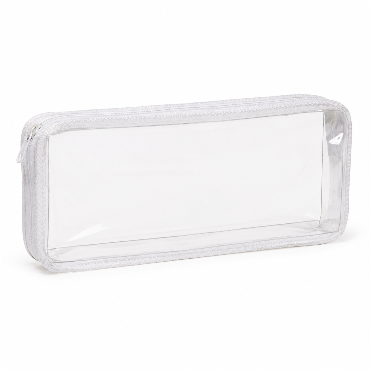 Transparent Zipper Pencil Case – Clear PVC Stationery Pouch, 20 × 10 cm
