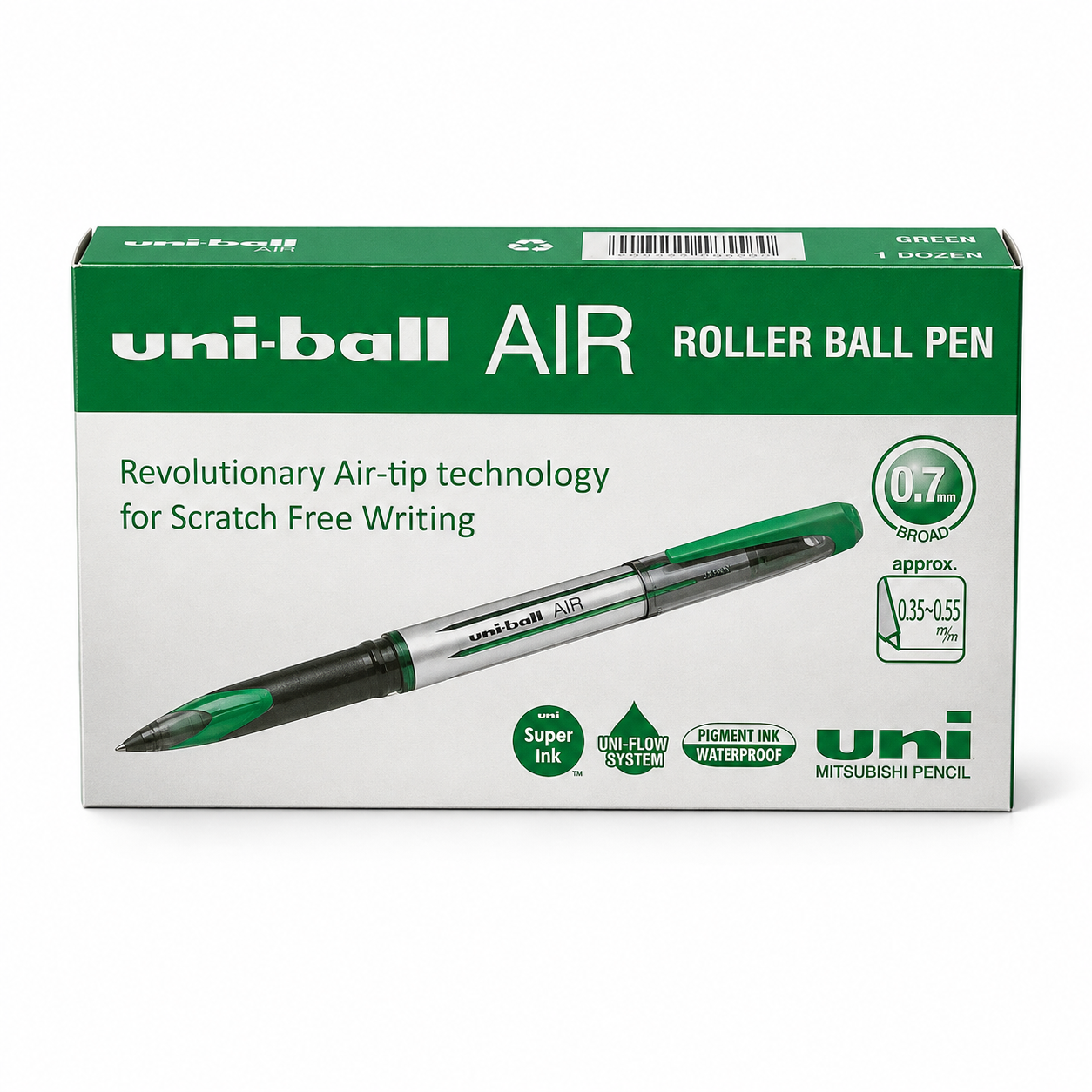 Uni-ball AIR Roller Ball Pen 0.7 mm – Black Blue Red Green, Single Piece or Box of 12