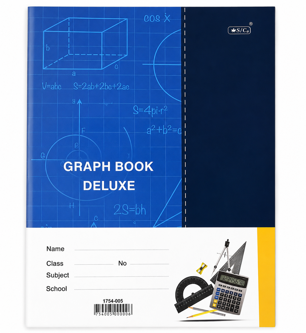 Graph Book Deluxe – Mathematics Grid Notebook for School & Geometry Work