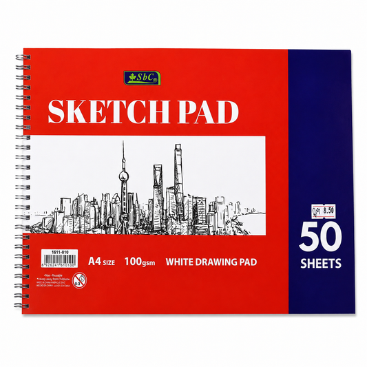 SBC A4 Sketch Pad – 100gsm White Drawing Paper, 50 Sheets
