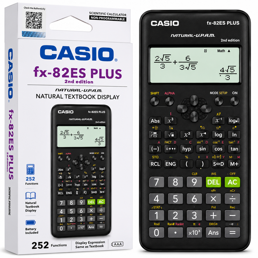 Casio fx-82ES PLUS 2nd Edition Scientific Calculator – Natural Textbook Display, 252 Functions