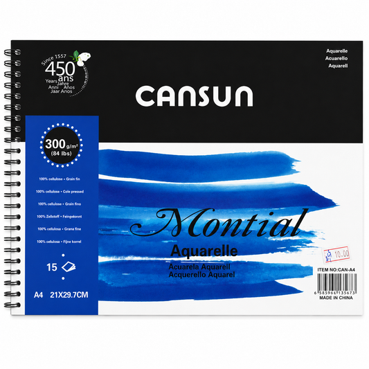 Cansun Montial Aquarelle Watercolor Pad – A4, 300 GSM, 15 Sheets