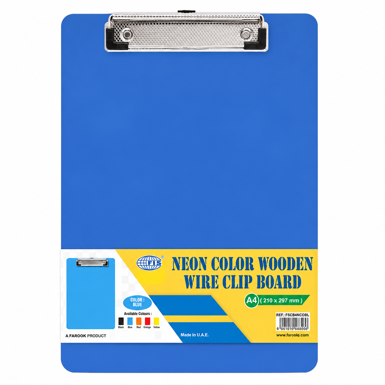 FIS A4 Neon Color Wooden Wire Clip Board – 210 × 297 mm