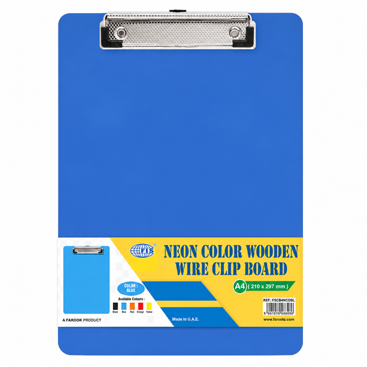 FIS A4 Neon Color Wooden Wire Clip Board – 210 × 297 mm