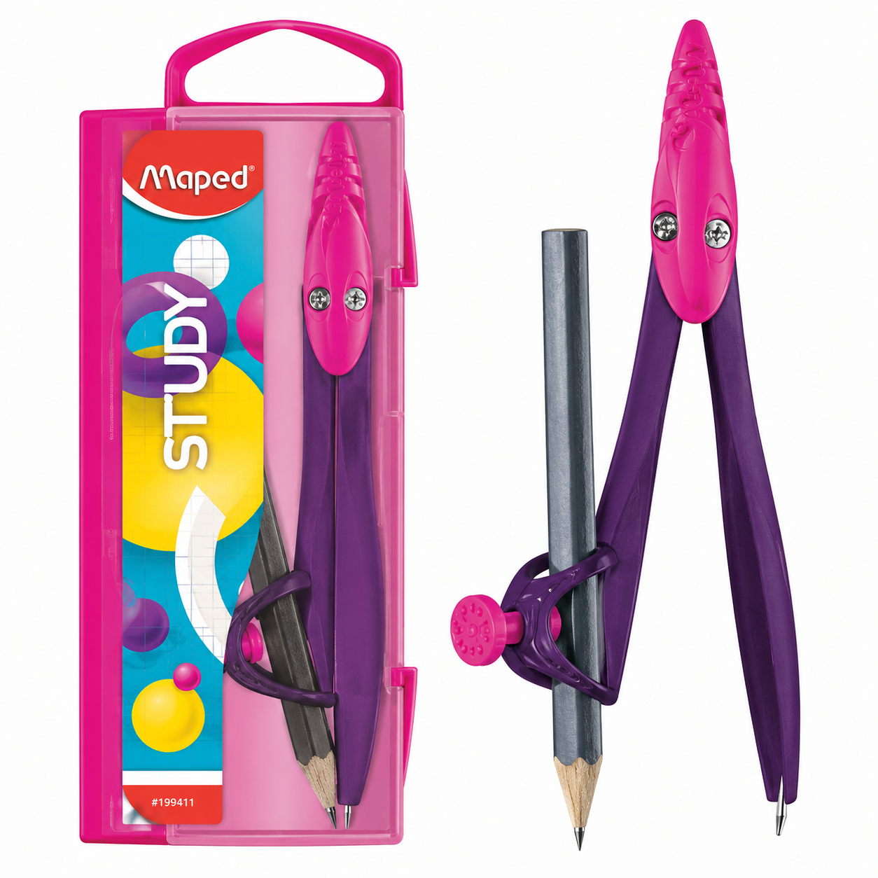 Maped Study Compass Set with Pencil – School Geometry & Mathematical Drawing Instrument