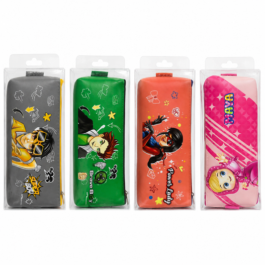 Kids Cartoon Pencil Case – Zipper Stationery Pouch, 4 Character Designs