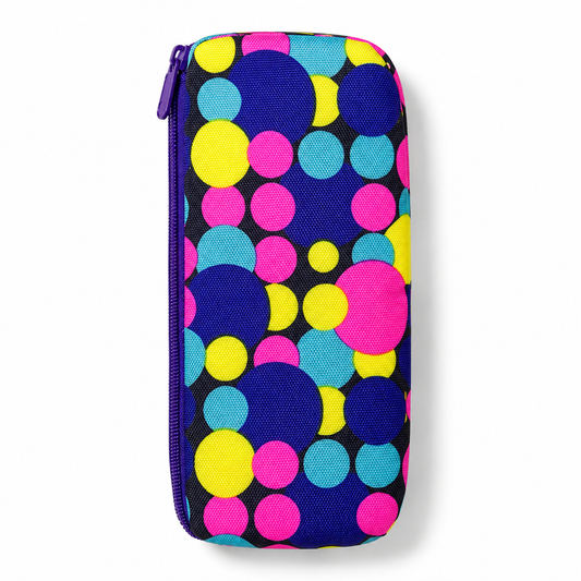 Colourful Polka Dot Zipper Pencil Case – Multi-Color School Stationery Pouch
