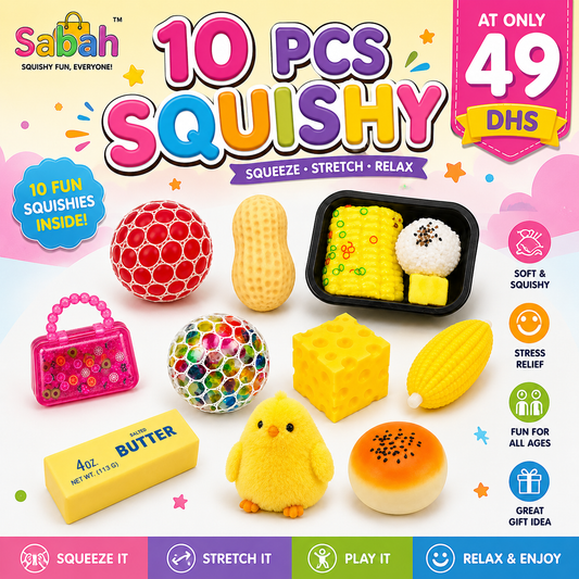 10-Piece Squishy Sensory Toy Set – Mixed Stress Relief & Fidget Toys