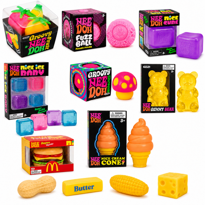 12-Piece Premium Squishy Combo Set – 8 NeeDoh + 4 Squishy Toys, Assorted Colors
