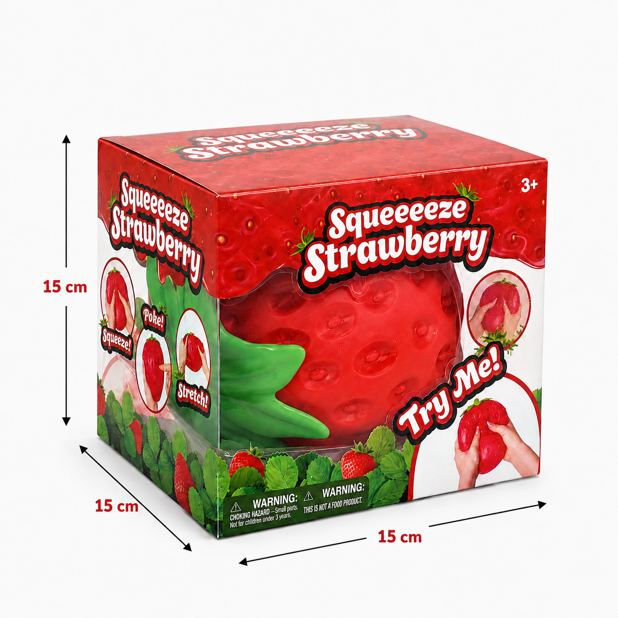 Giant Strawberry Squeeze & Stretch Sensory Fidget Toy – 15 cm