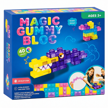 Magic Gummy Translucent Building Blocks Set – 40 Pieces, Ages 3+