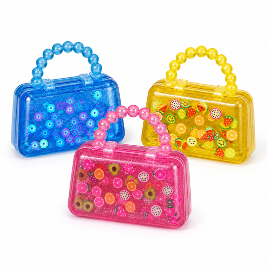 3-Pack Glitter Handbag Squeeze Toys, Stretchy Sensory Fidget Set