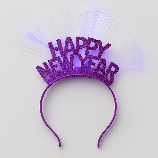 Purple LED Fiber Optic Happy New Year Headband