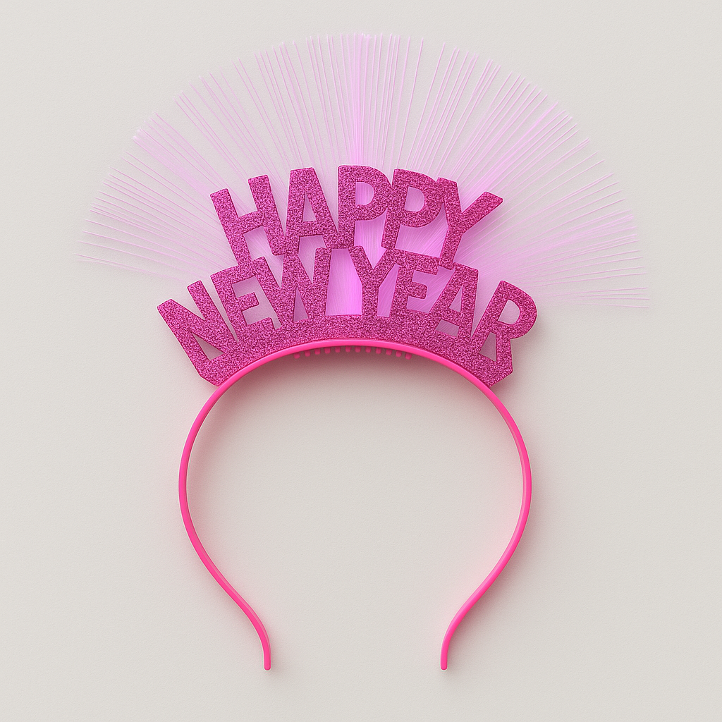 Dark Pink LED Fiber Optic Happy New Year Headband