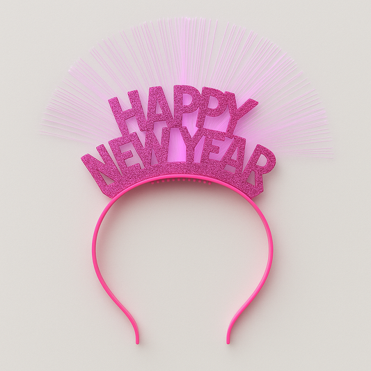 Dark Pink LED Fiber Optic Happy New Year Headband