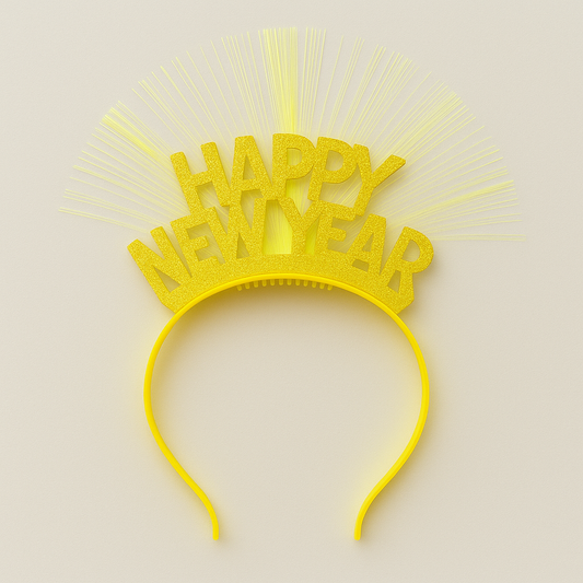 Yellow LED Fiber Optic Happy New Year Headband