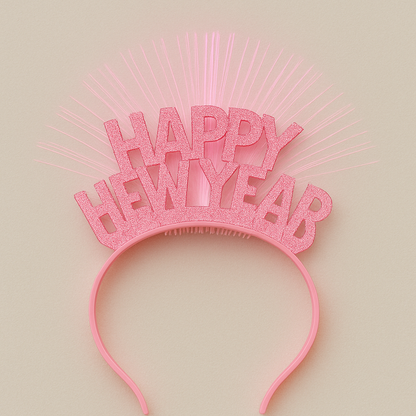 Light Pink LED Fiber Optic Happy New Year Headband