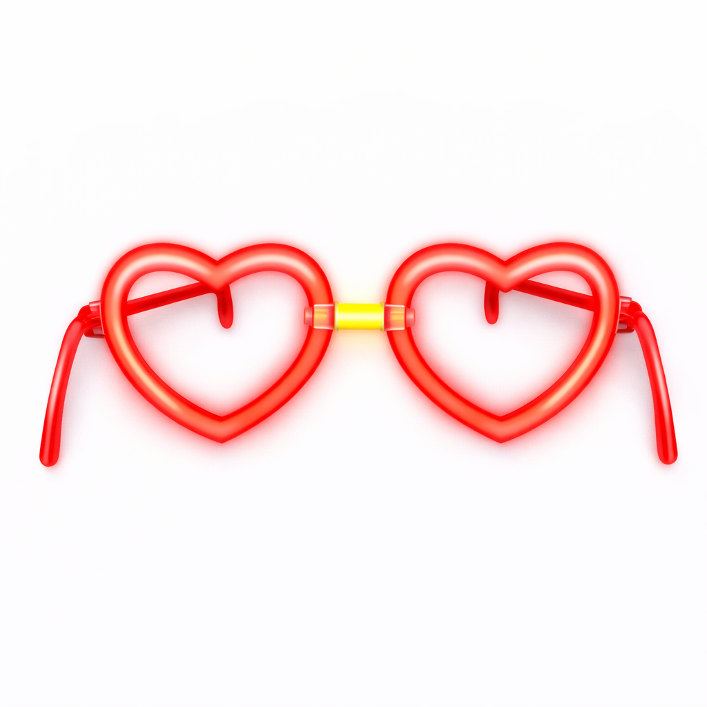 Neon Glow Heart Glasses for Parties – Light-Up Eyeglasses (2 Pack)