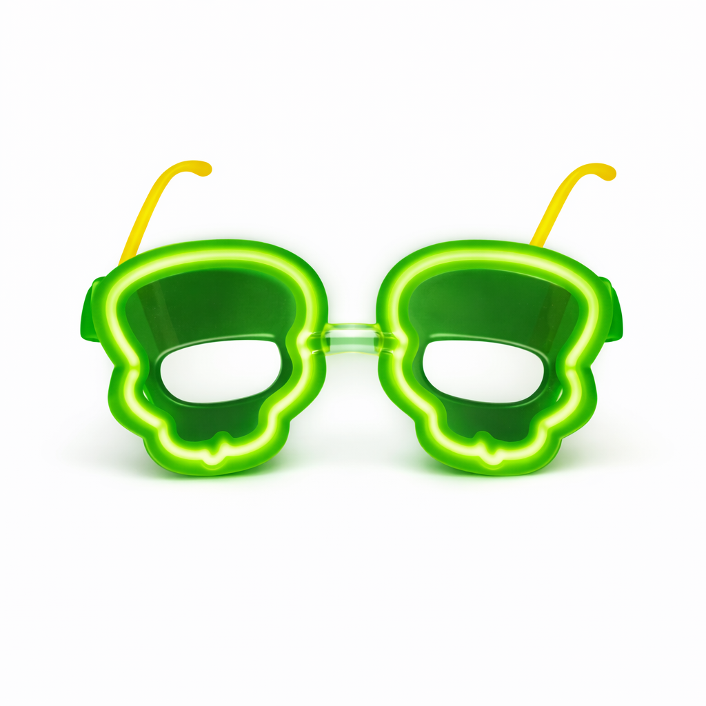 Neon Glow Skull Glasses for Parties & Festivals – 2 Pack