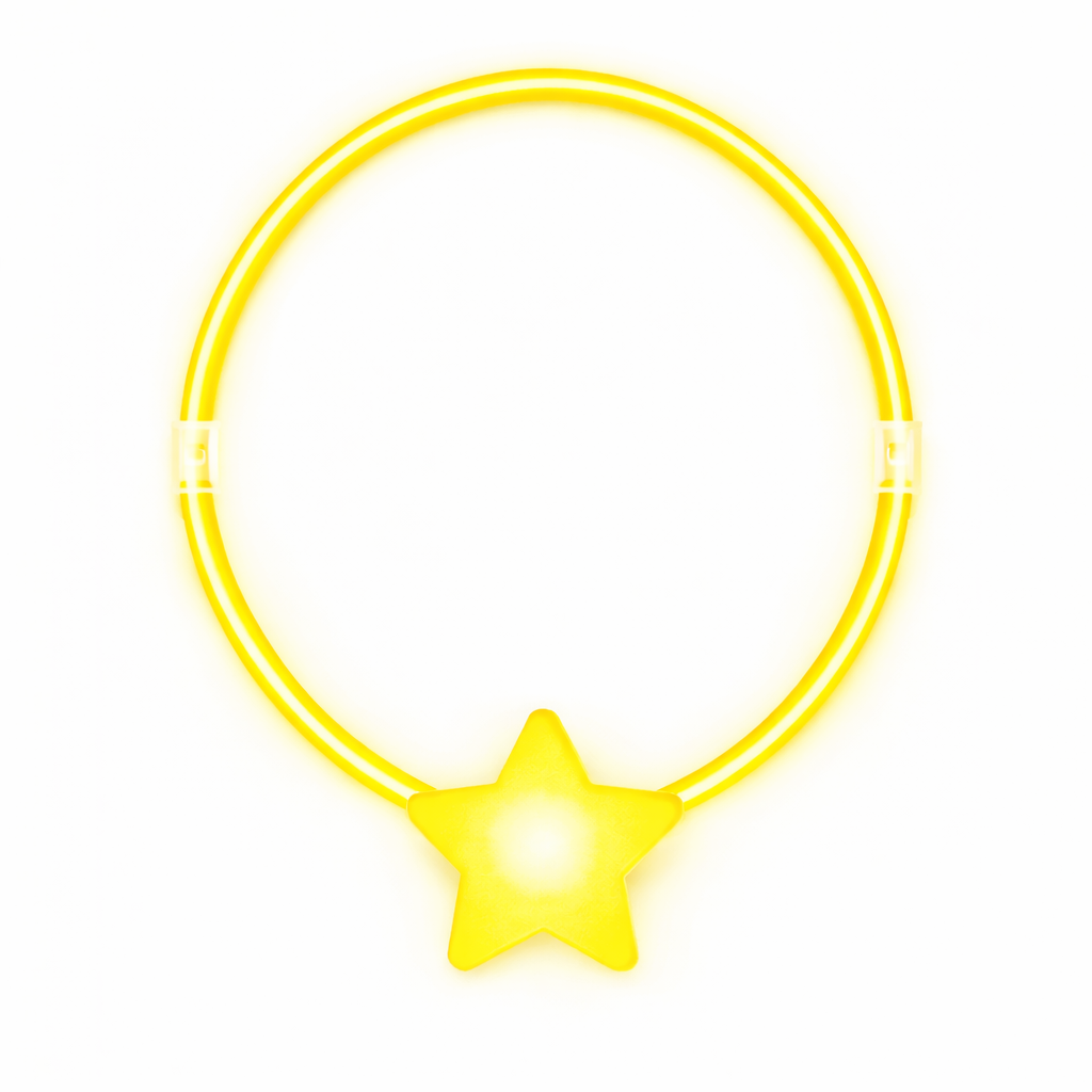 Neon Glow Star Necklace – Yellow | Party Glow Necklace | Pack of 2