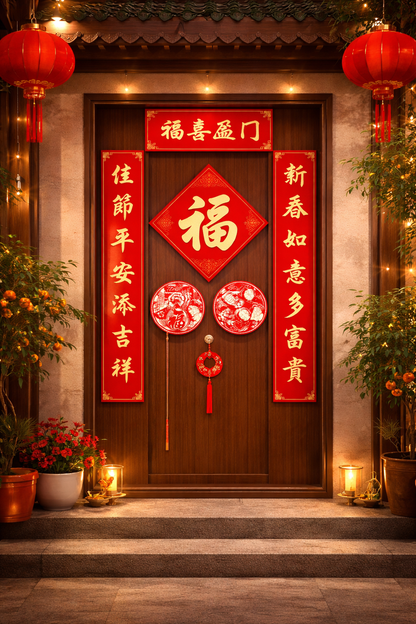 Chinese New Year Door Decoration Set with Fu Couplets 118cm