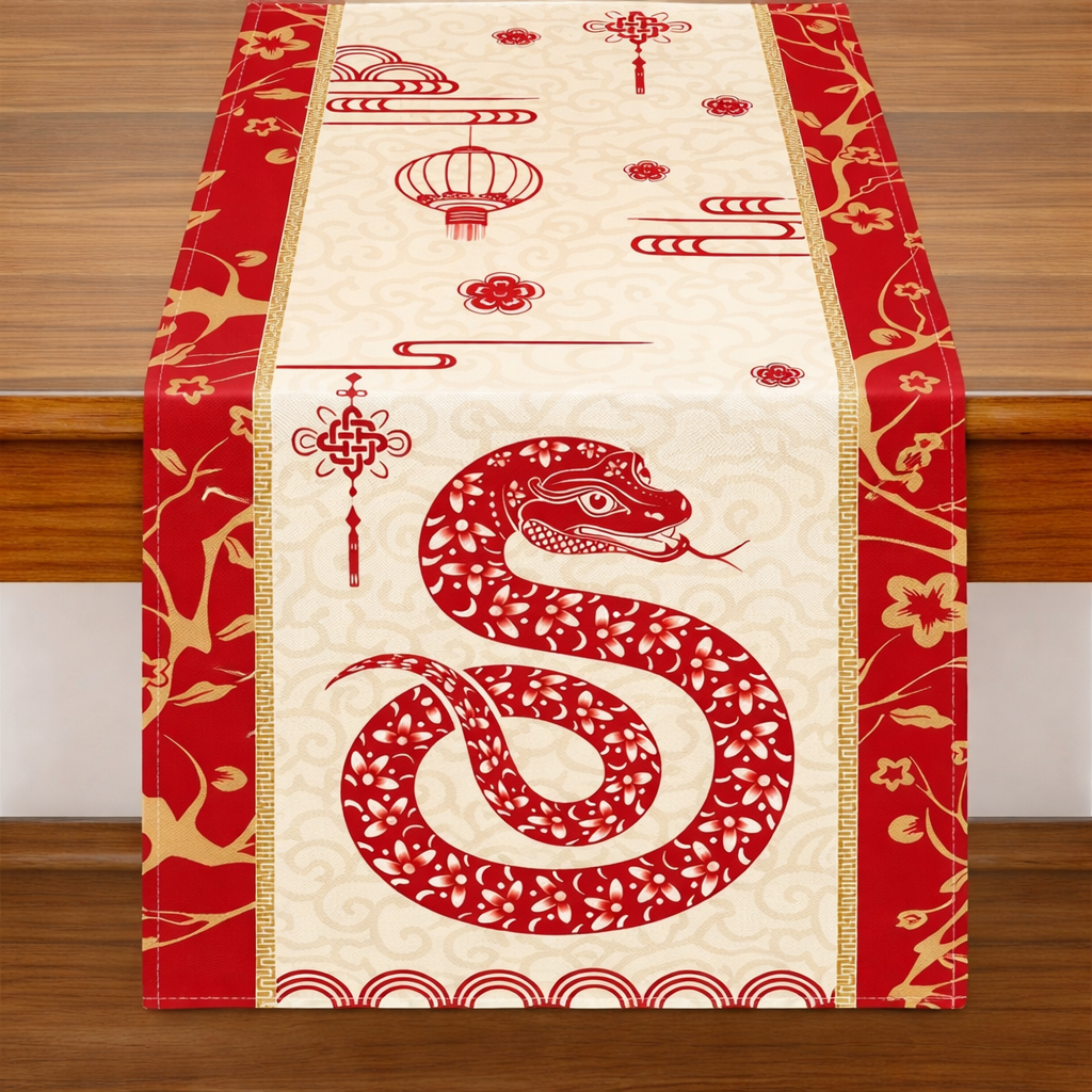 Chinese New Year Snake Table Runner Decoration 180×30cm