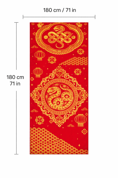 Chinese New Year Snake Table Runner 180x30cm Red Gold