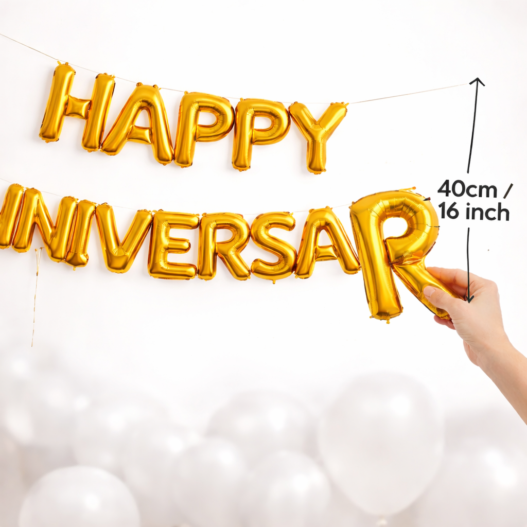 Happy Anniversary Gold Foil Balloon Decoration Kit