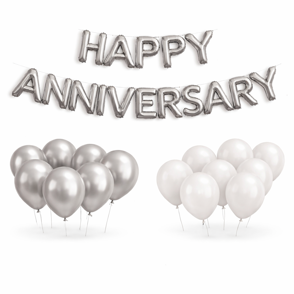 Happy Anniversary Silver Balloon Decoration Ki