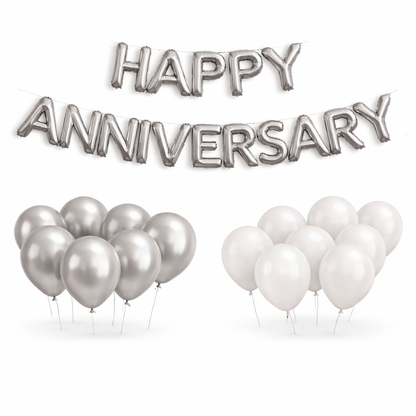 Happy Anniversary Silver Balloon Decoration Ki
