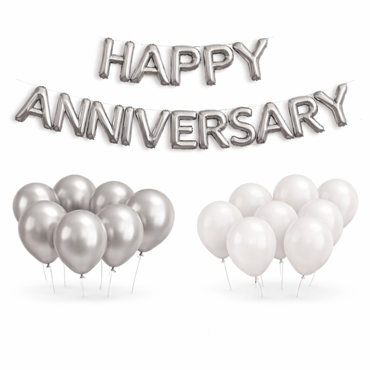 Happy Anniversary Silver Balloon Decoration Ki
