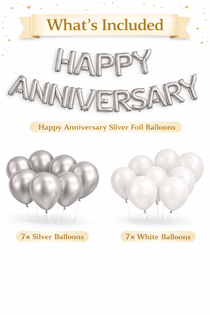 Happy Anniversary Silver Balloon Decoration Ki