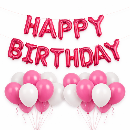 Happy Birthday Balloon Decoration Kit – Pink
