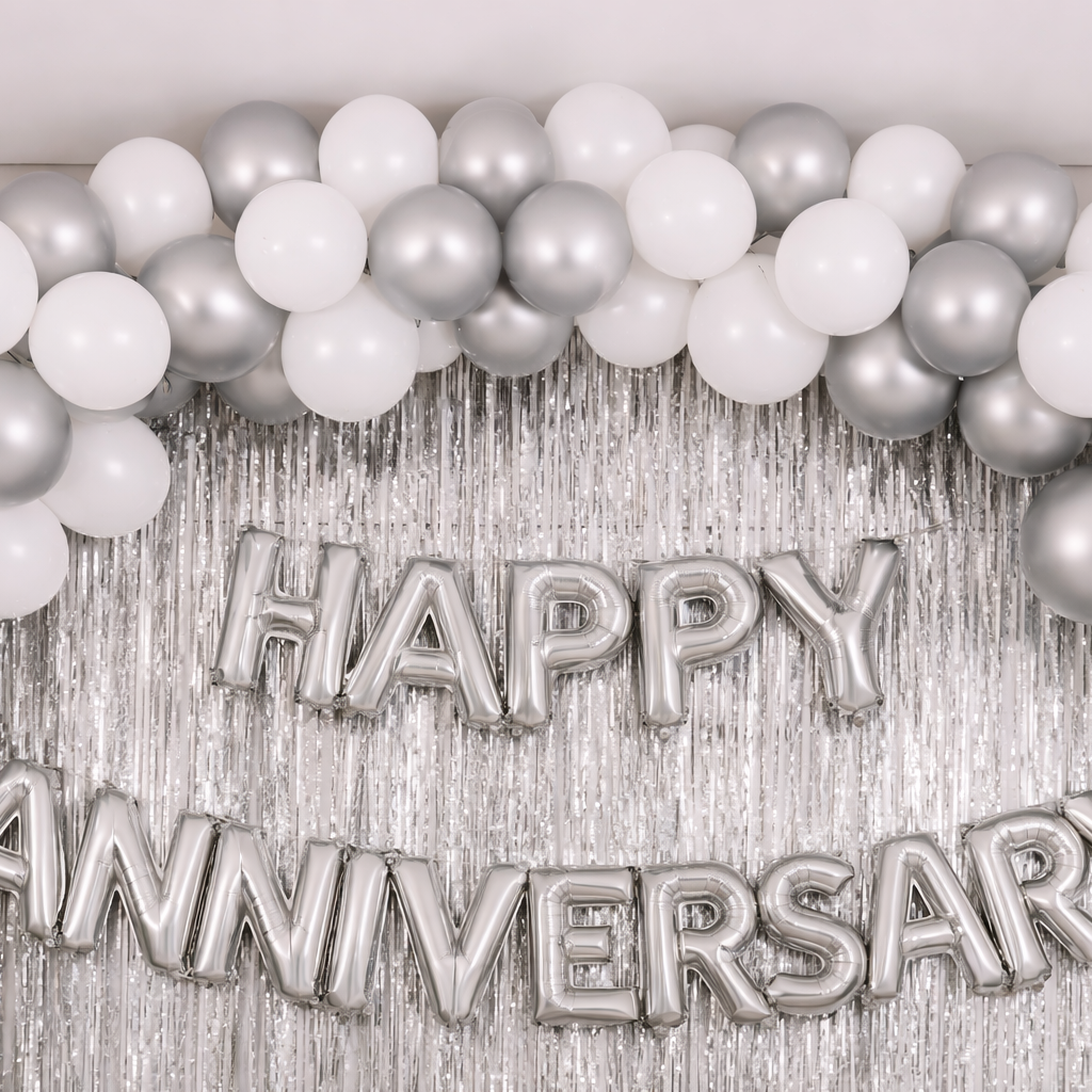 Happy Anniversary Silver Decoration Kit