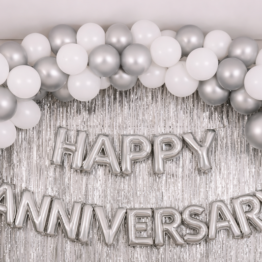 Happy Anniversary Silver Decoration Kit