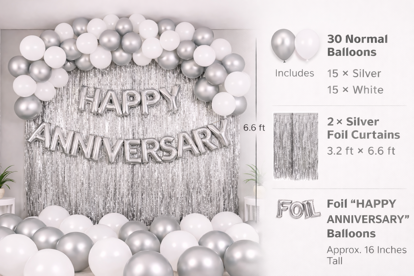 Happy Anniversary Silver Decoration Kit