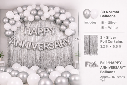 Happy Anniversary Silver Decoration Kit