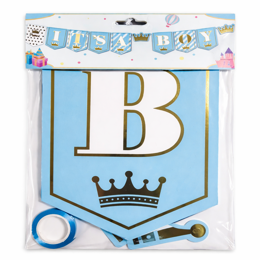 It’s a Boy Paper Banner – Blue Baby Shower Decoration