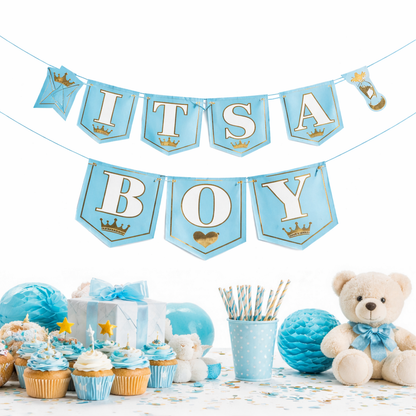 It’s a Boy Paper Banner – Blue Baby Shower Decoration