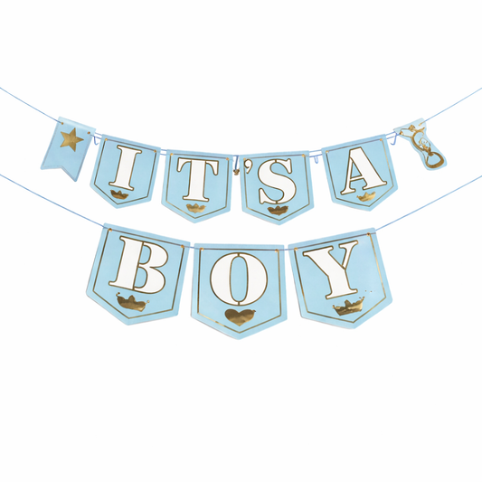 It’s a Boy Paper Banner – Blue Baby Shower Decoration