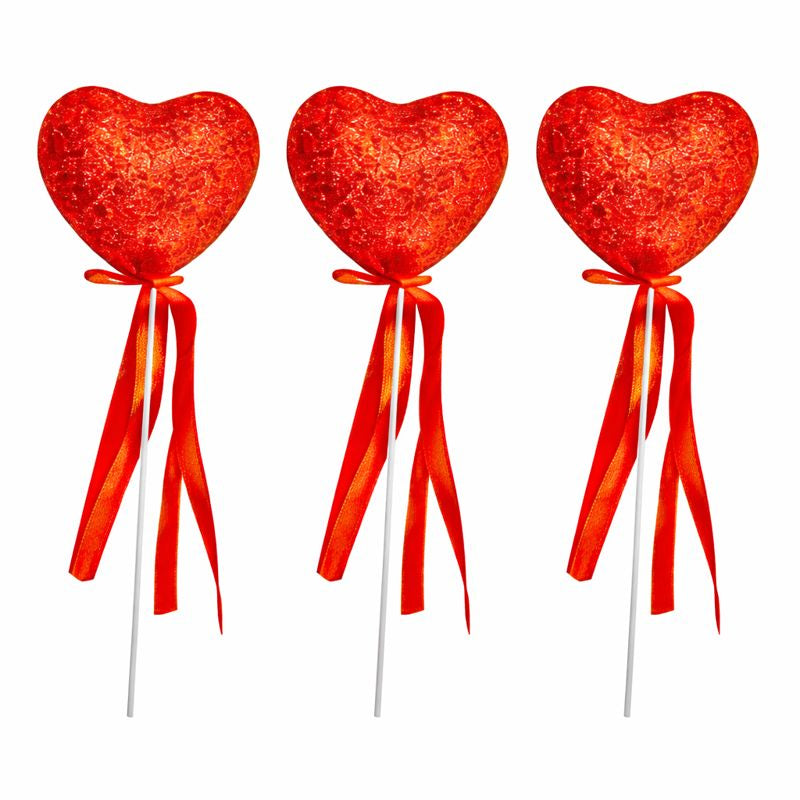 Red Glitter Heart Decoration Picks – Valentine Decor (Pack of 12)