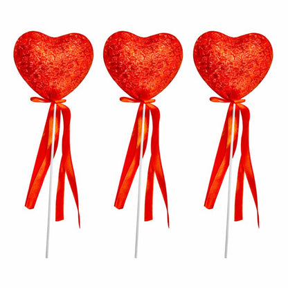 Red Glitter Heart Decoration Picks – Valentine Decor (Pack of 12)