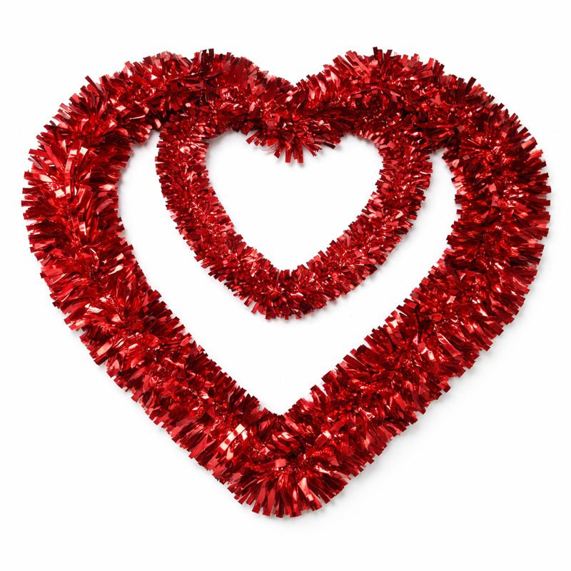 Heart Tinsel Decoration – Red Double Heart Hanging Decor (50 × 50 cm)