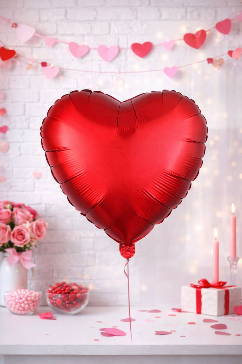 Red Heart Foil Balloons – Pack of 5 (18 Inch) Valentine’s Day Decoration