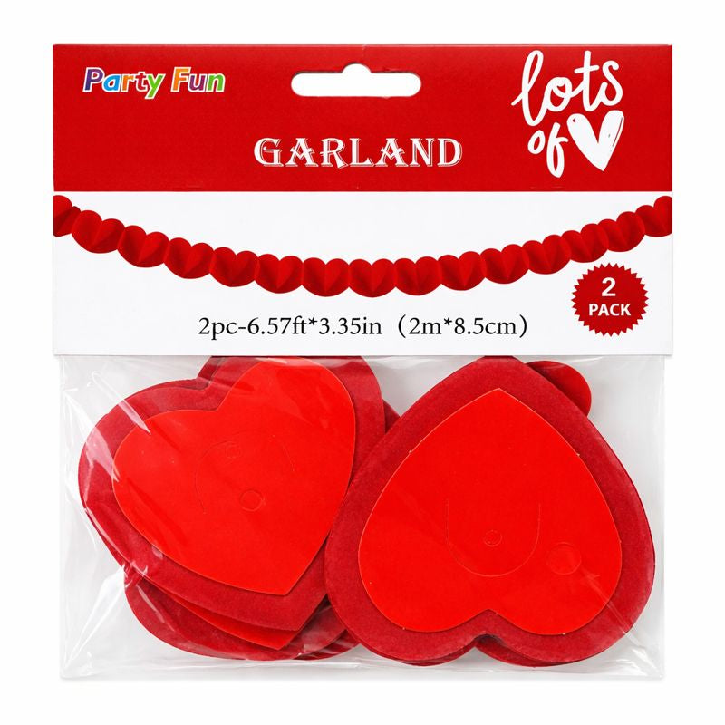 Red Heart Paper Garland – Valentine’s Day Decoration (2-Pack)