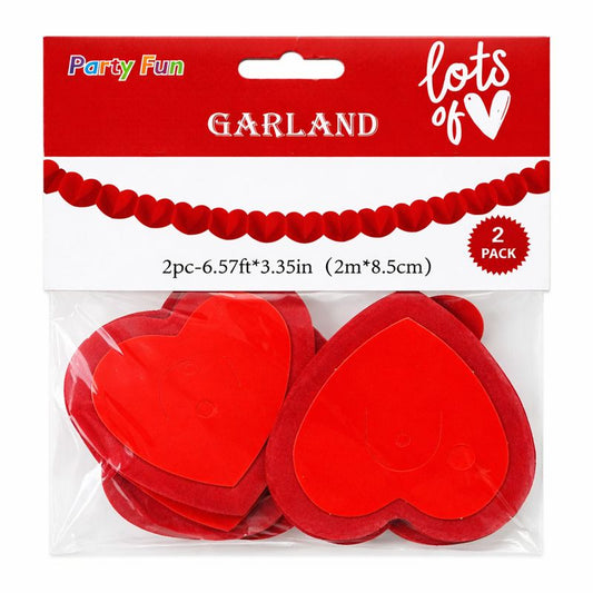Red Heart Paper Garland – Valentine’s Day Decoration (2-Pack)