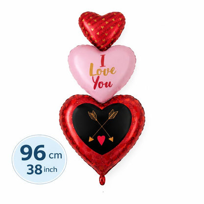 Valentine Heart Foil Balloon Stack – 96 cm (38 Inch) Romantic Decoration